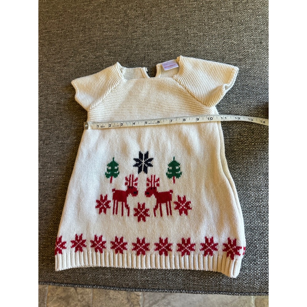 Hanna Andersson Baby 70 6-12M Christmas Knit Dress Reindeer Fair Isle HolidayGUC